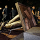 Police stand guard after the Confederate statue known as Silent Sam was toppled by protesters on campus at the University of North Carolina in Chapel Hill, North Carolina, on Aug. 20, 2018.